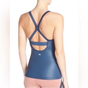 Alo Yoga Blue Racerback Tank Top